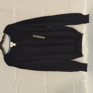 Dorce 100% Cashmere Blue V-neck Knit Ribbed Long Sleeve Sweater Extra Large XL